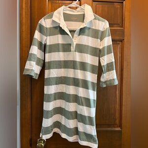 Girl’s Vineyard Vines Green & White Striped Rugby Dress Size 14/LG